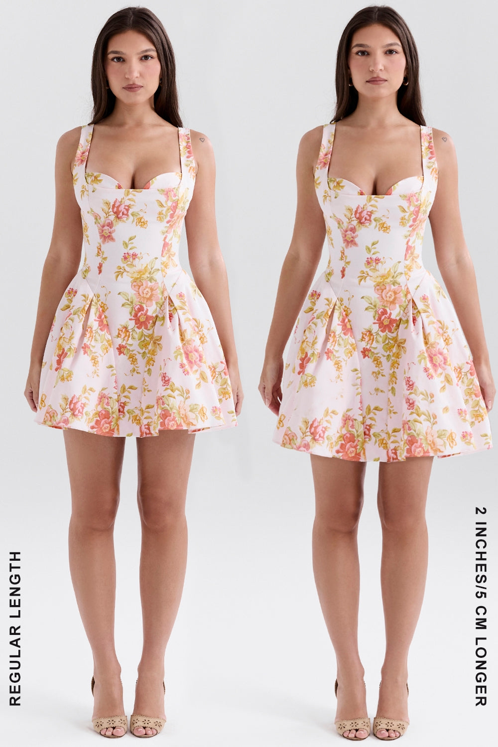 peach poppy print twill mini dress