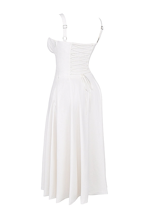 white bustier sundress