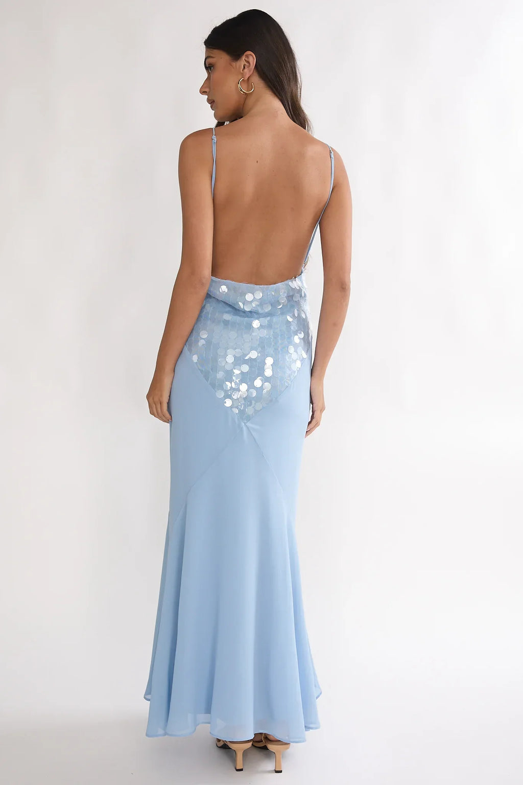 Meranda V-Neck Maxi Dress Sequin Blue