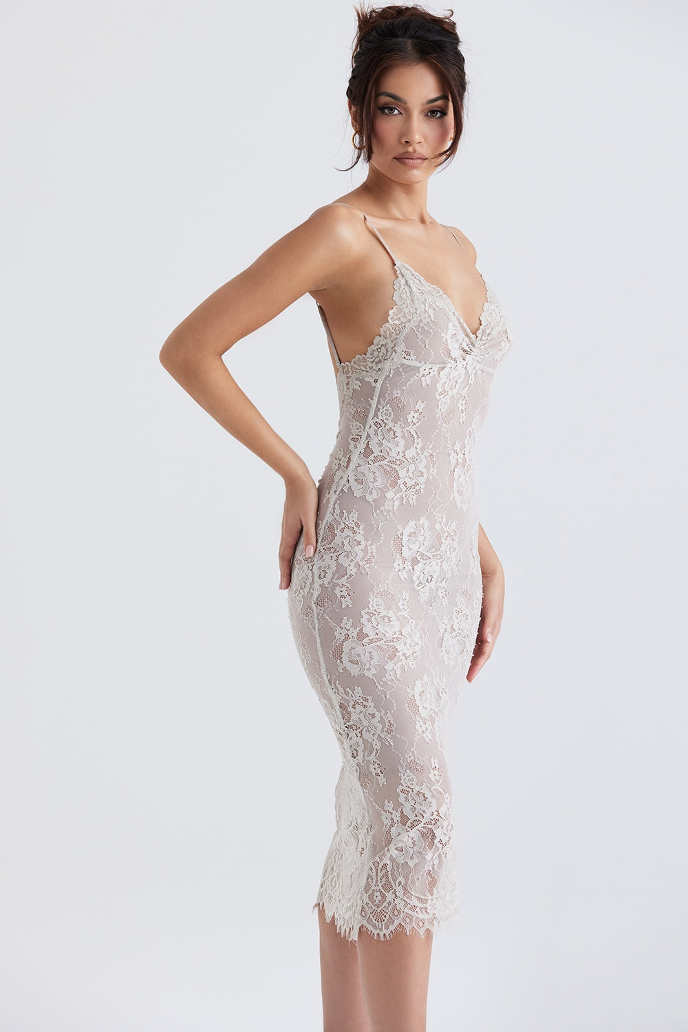 antique ivory lace midi dress