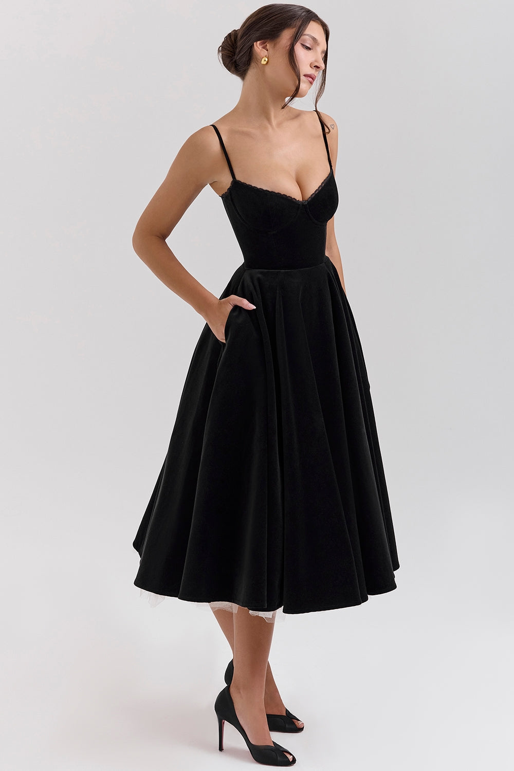 black velvet tulle midi dress + bolero