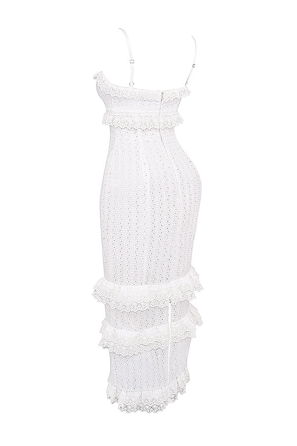 white broderie maxi dress