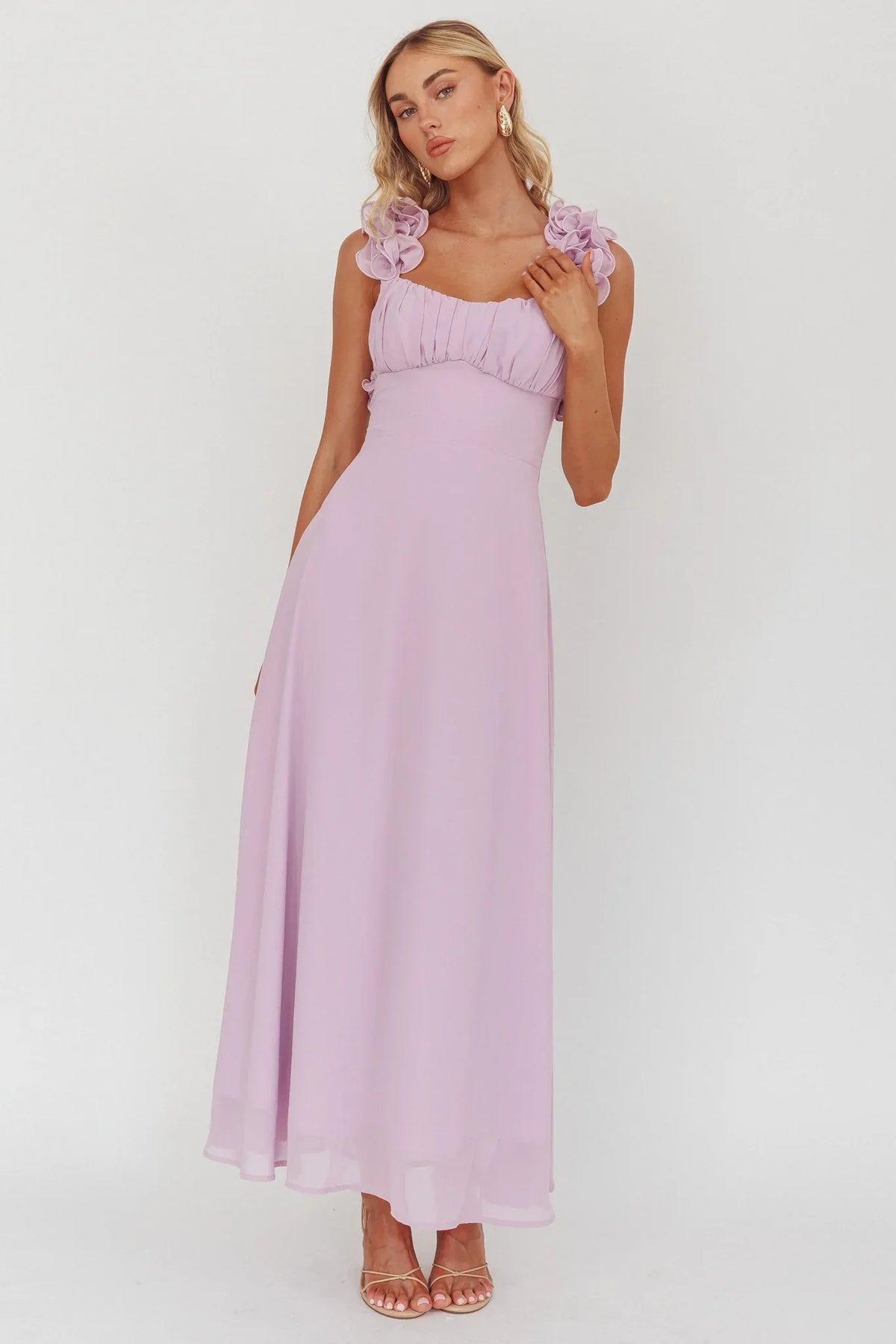 Eloquent Lace-Up Back Maxi Dress Lilac