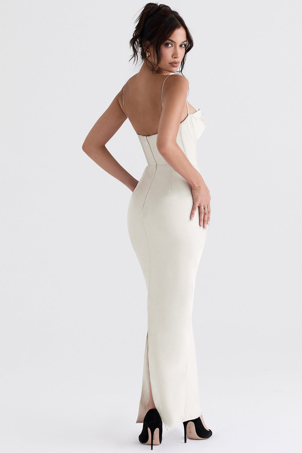ivory corset maxi dress