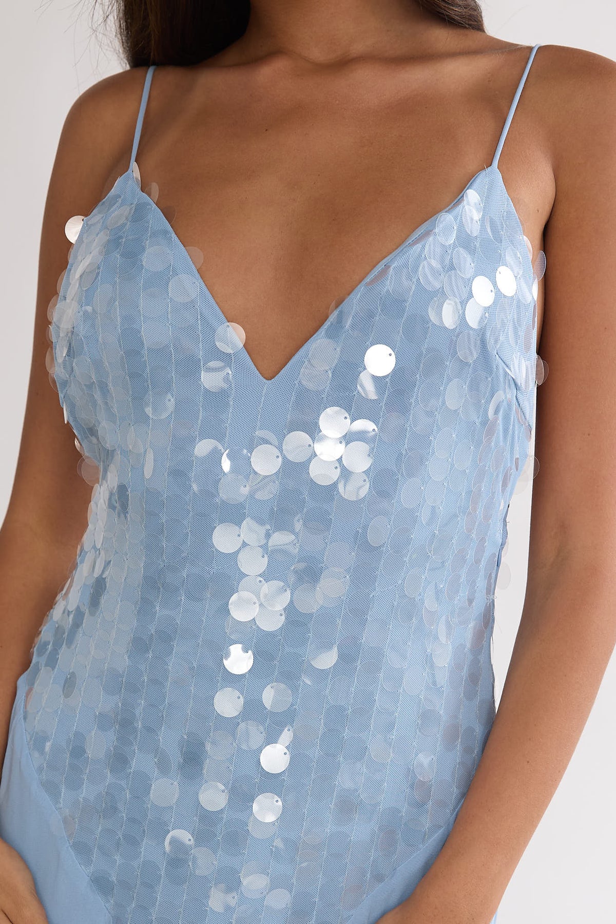Meranda V-Neck Maxi Dress Sequin Blue