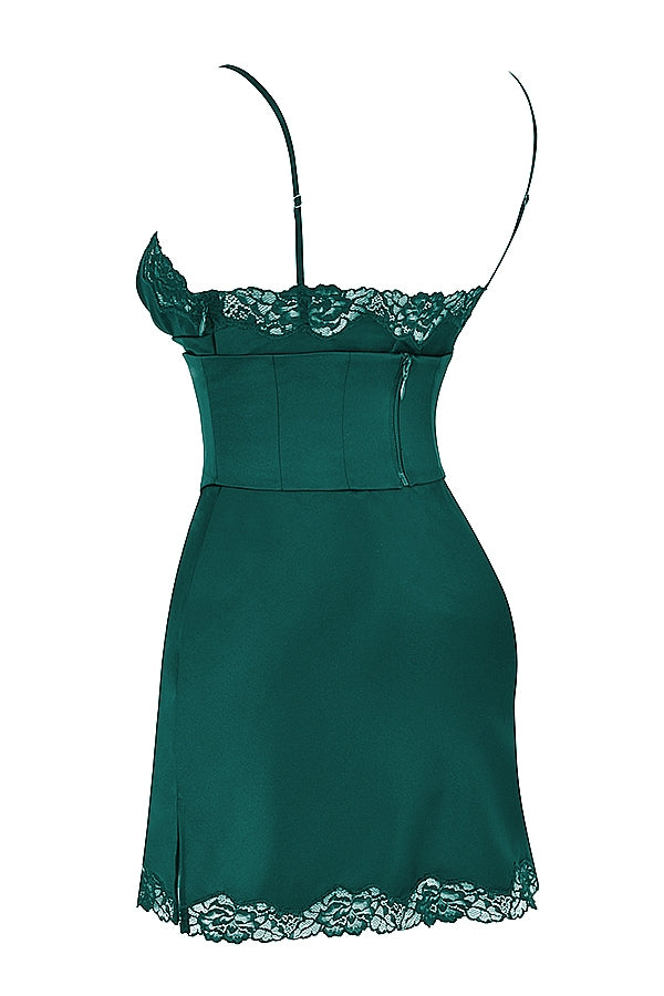 forest satin slip dress
