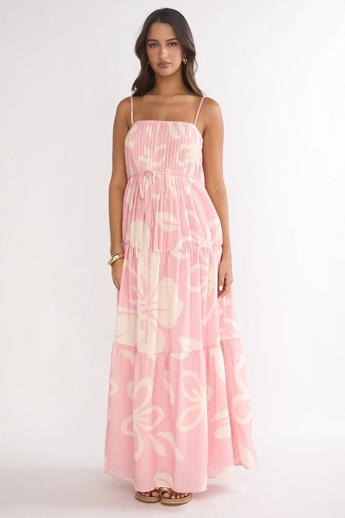 Lysette Pintuck Pleat Maxi Dress Floral