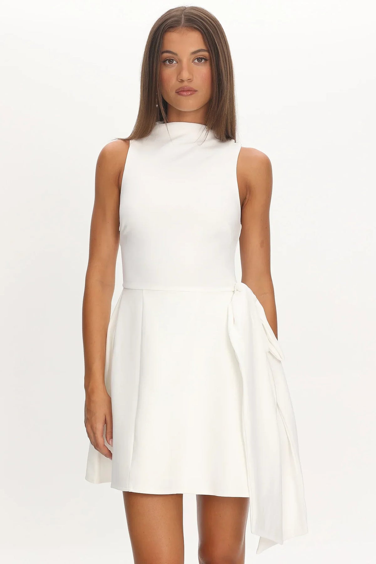 Breaker High Neck Mini Dress White White