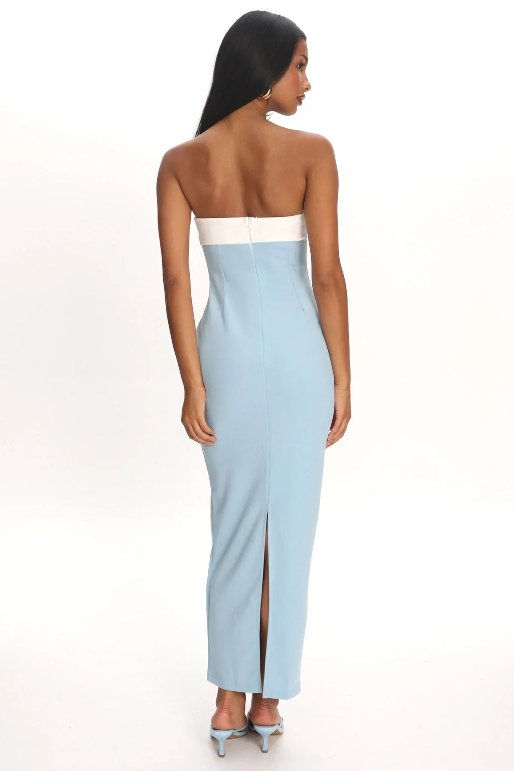 Regent Strapless Maxi Dress Contrast Blue