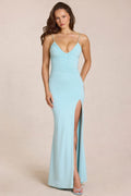 Deep V-Neck Maxi Dress in Soft Aqua