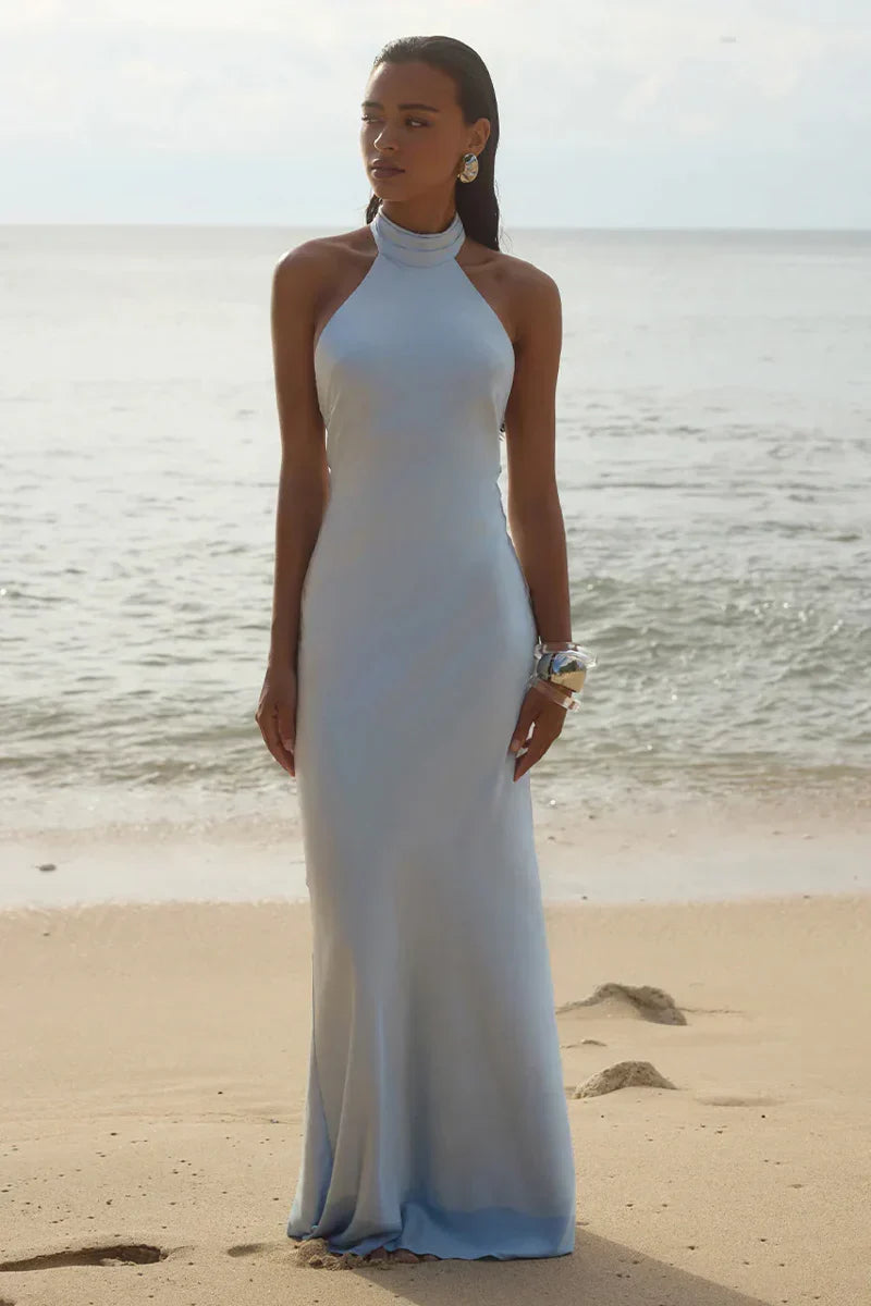 Brigitte Open Back Satin Maxi Dress