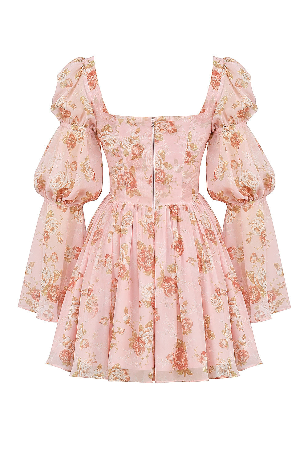 english vintage rose print puff sleeve mini dress