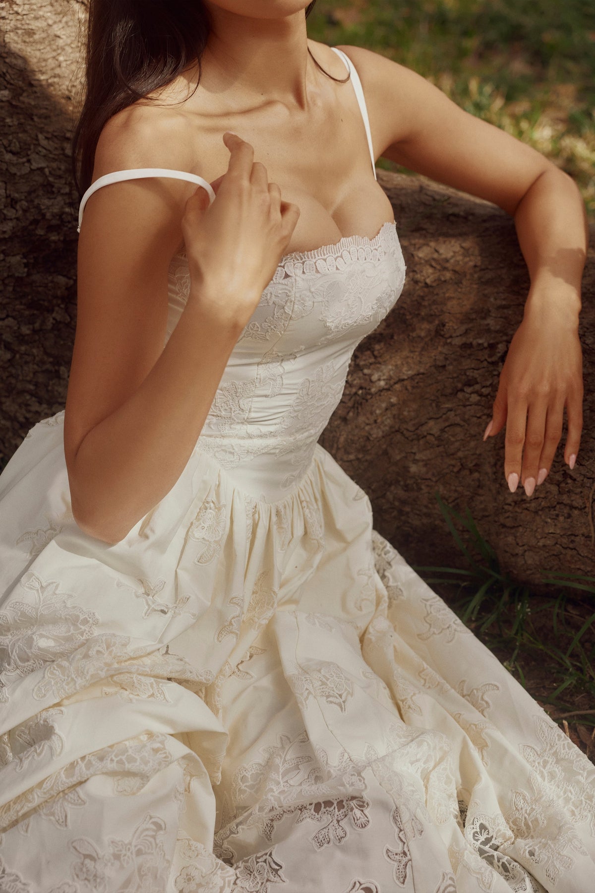white custom lace + cotton midi sundress