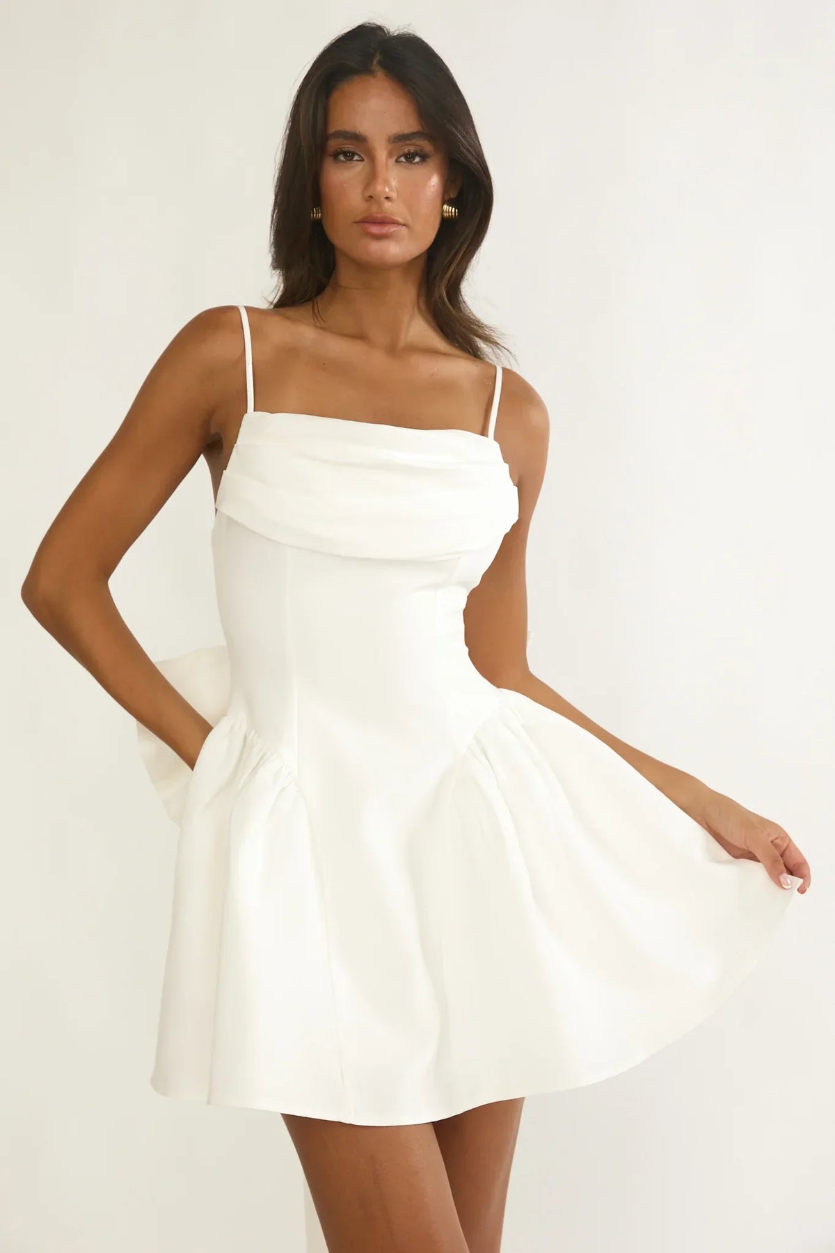 Wilder Oversized Back Bow Mini Dress White