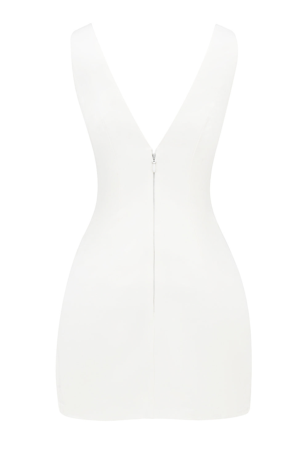 white plunge mini dress