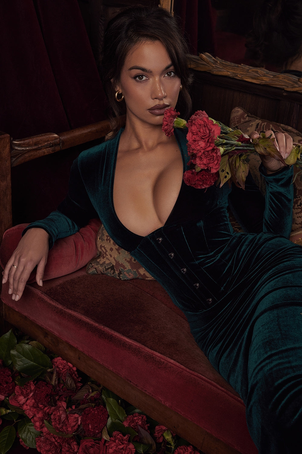forest velvet corset dress