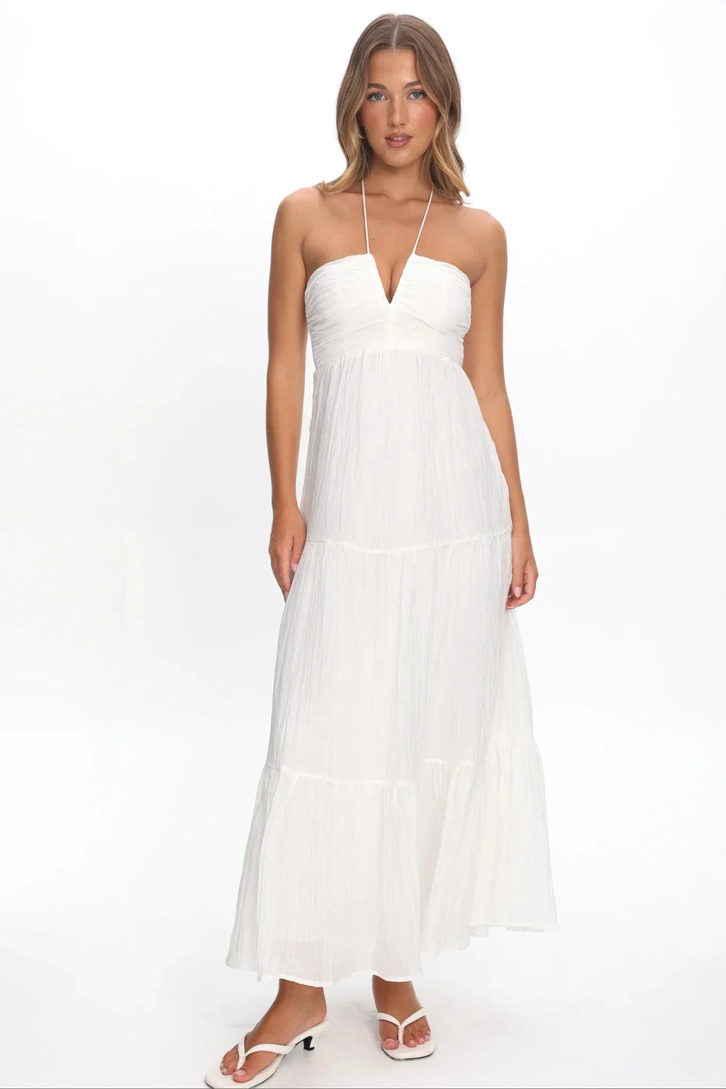 Dorelle V-Bust Halter Maxi Dress White