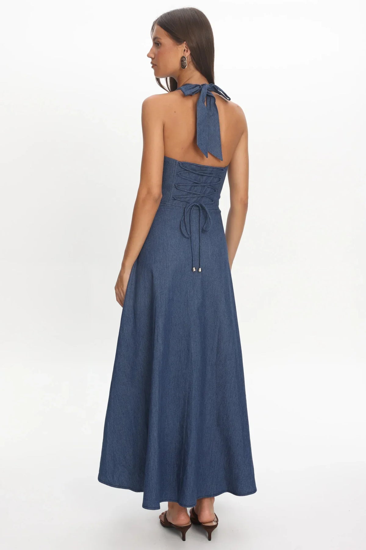 Riga Halterneck Maxi Dress Light Blue