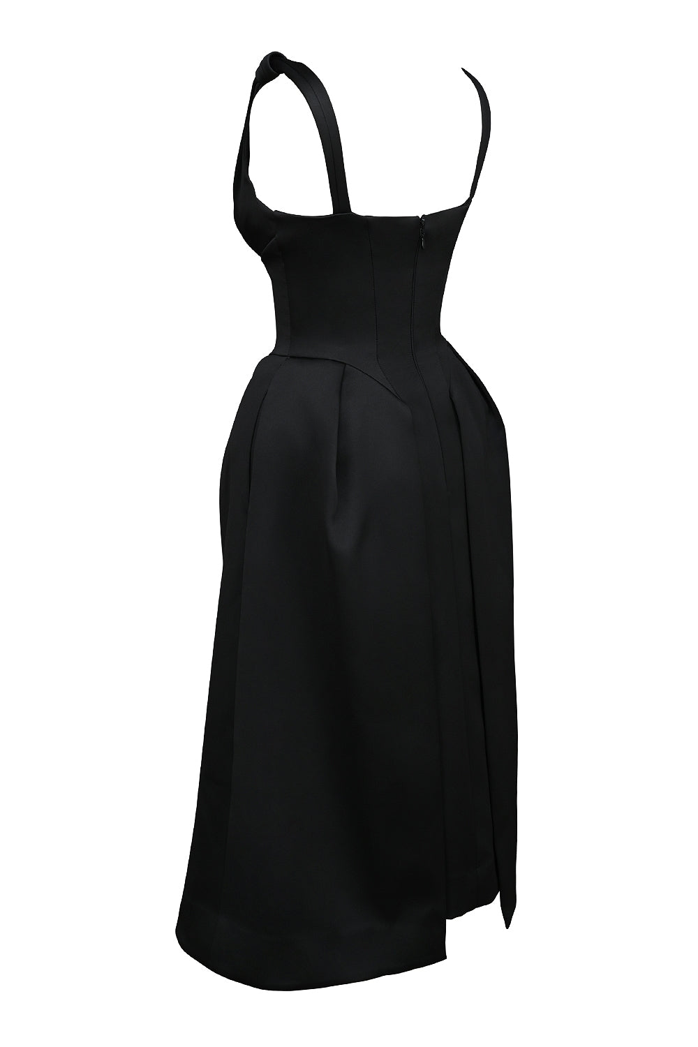 black satin twist strap midi dress - sale