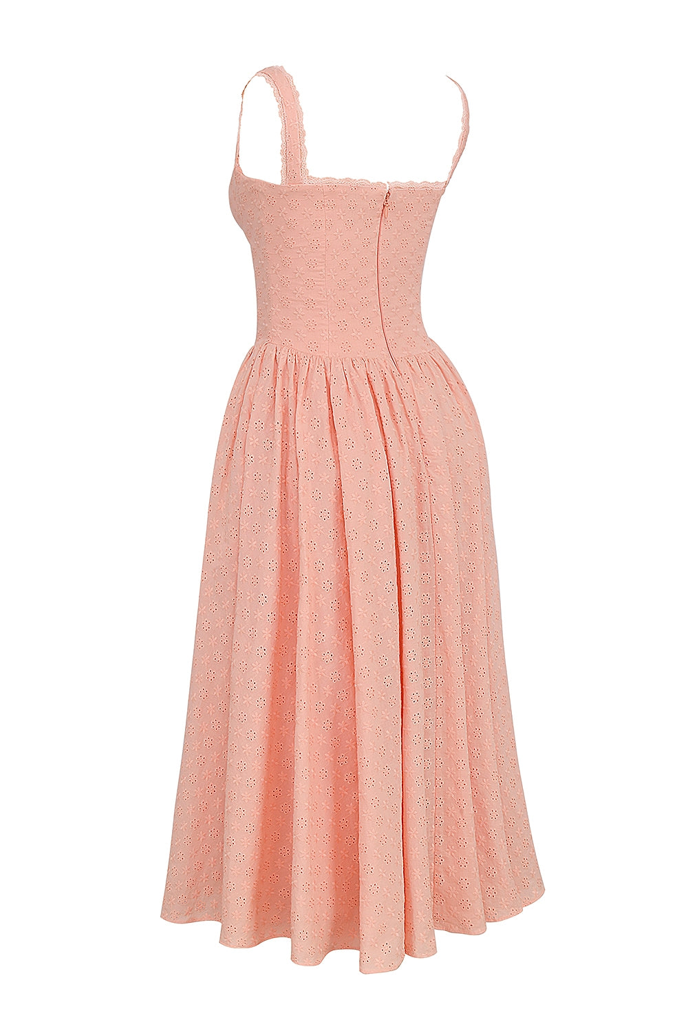 peach broderie anglais midi sundress
