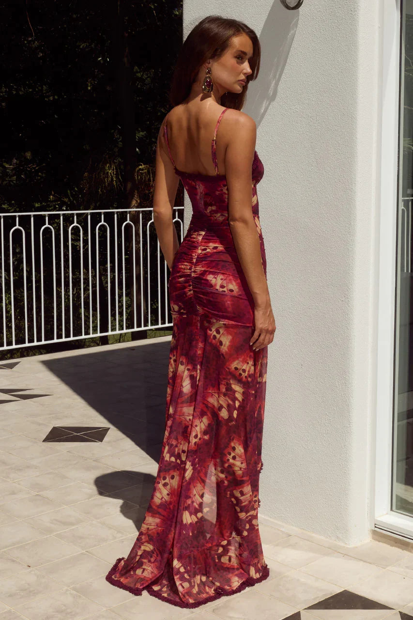 KIATA RUFFLE MAXI DRESS - ELIANA RED