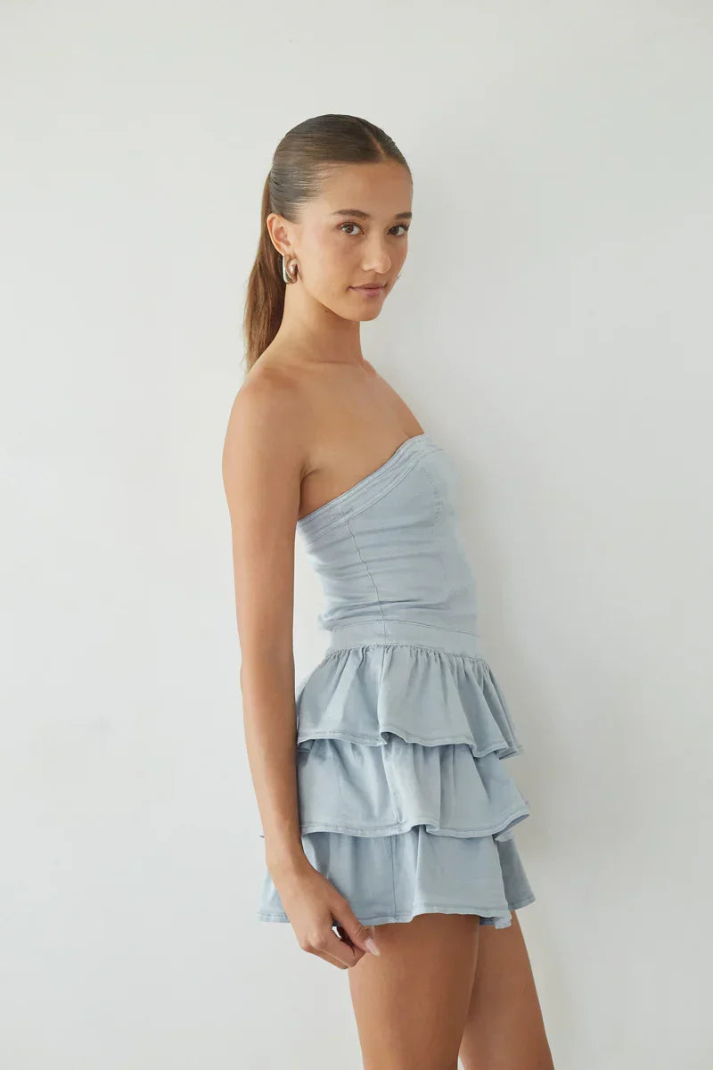 Venus Strapless Ruffle Mini Dress