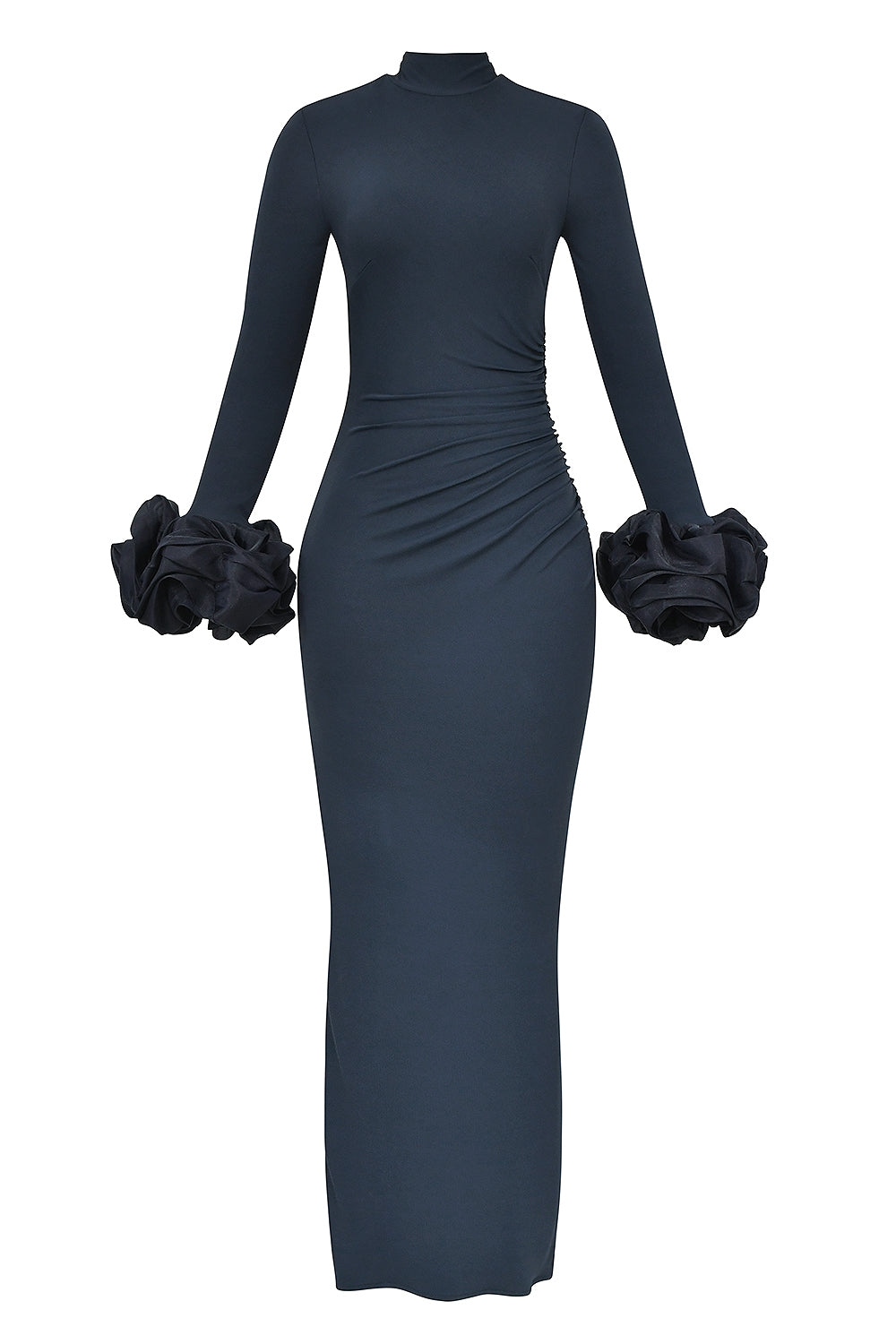 midnight ruffle sleeve maxi dress