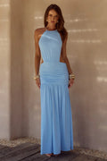 IMELDA HIGH NECK MAXI DRESS - SKY BLUE