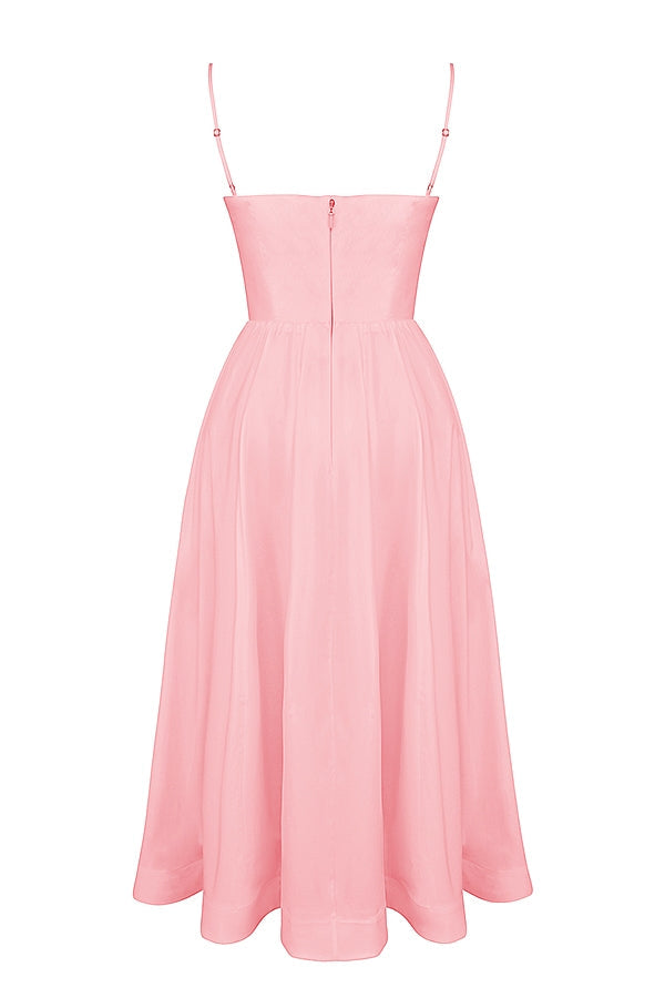 rose pink cotton corset sundress