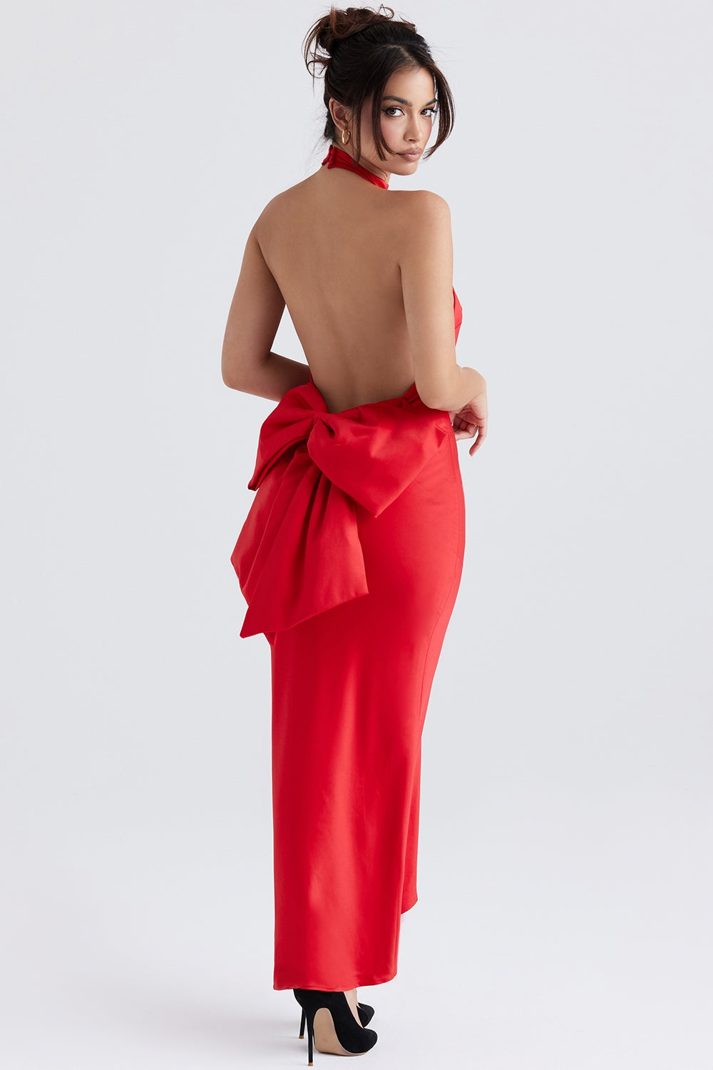 red bow halter dress