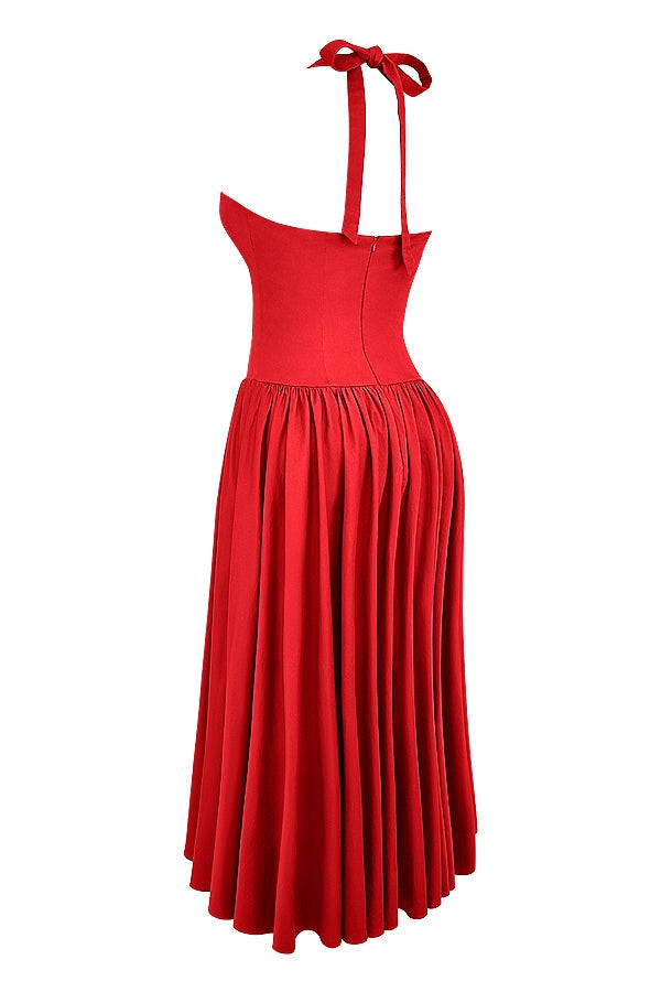 scarlet halter midi dress