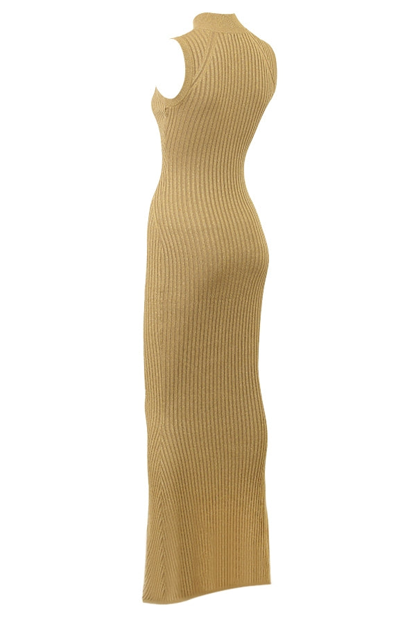 gold metallic maxi dress