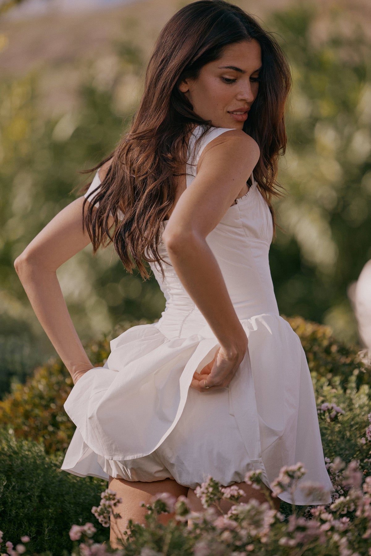 white cotton mini dress with bloomers
