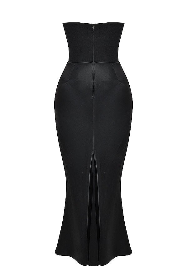 black strapless corset dress