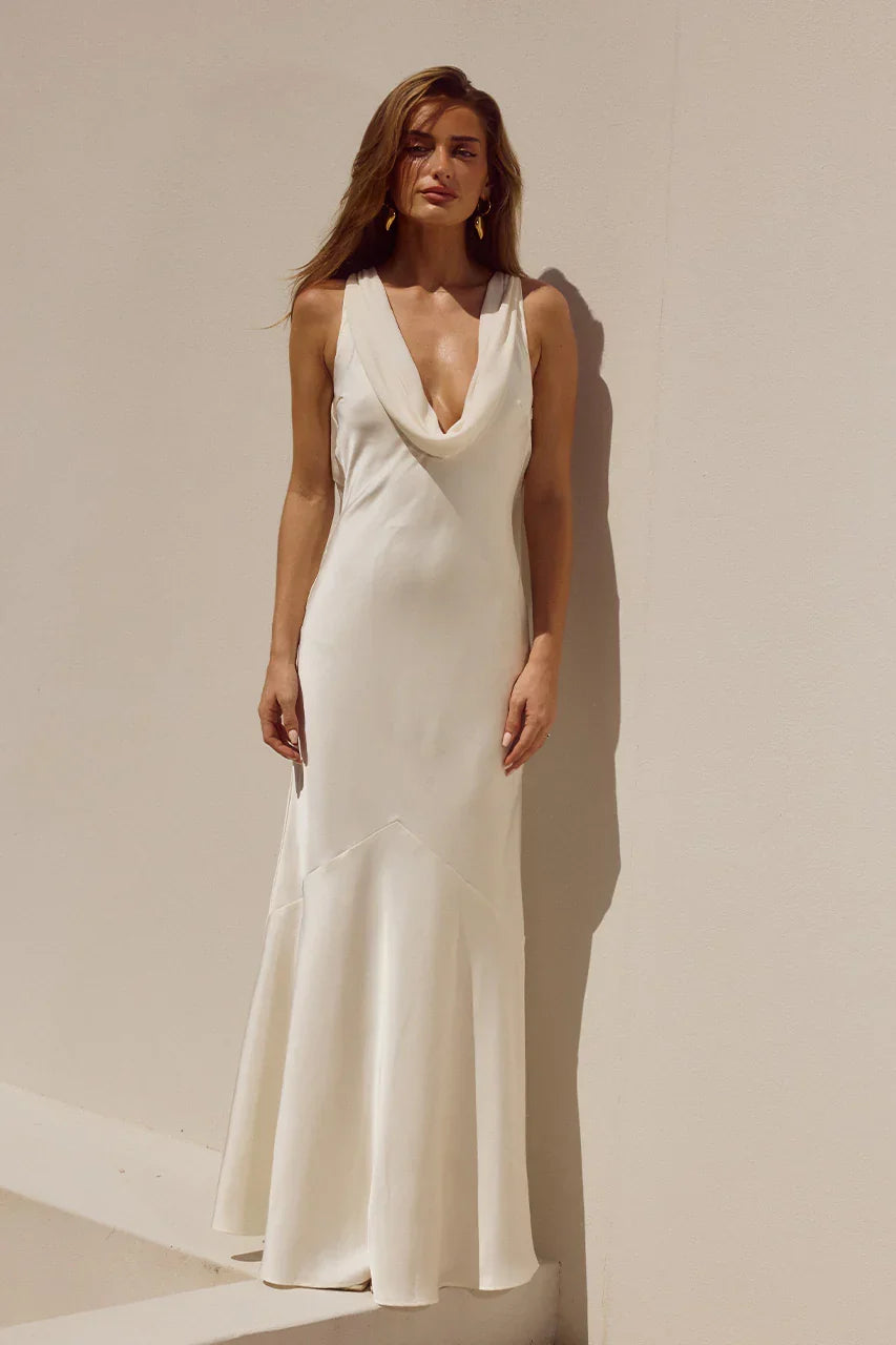 GABRIELLA COWL MAXI DRESS - IVORY
