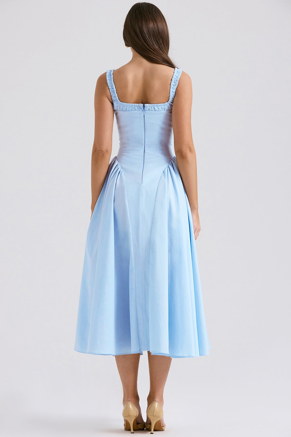 italian azure cotton midi sundress