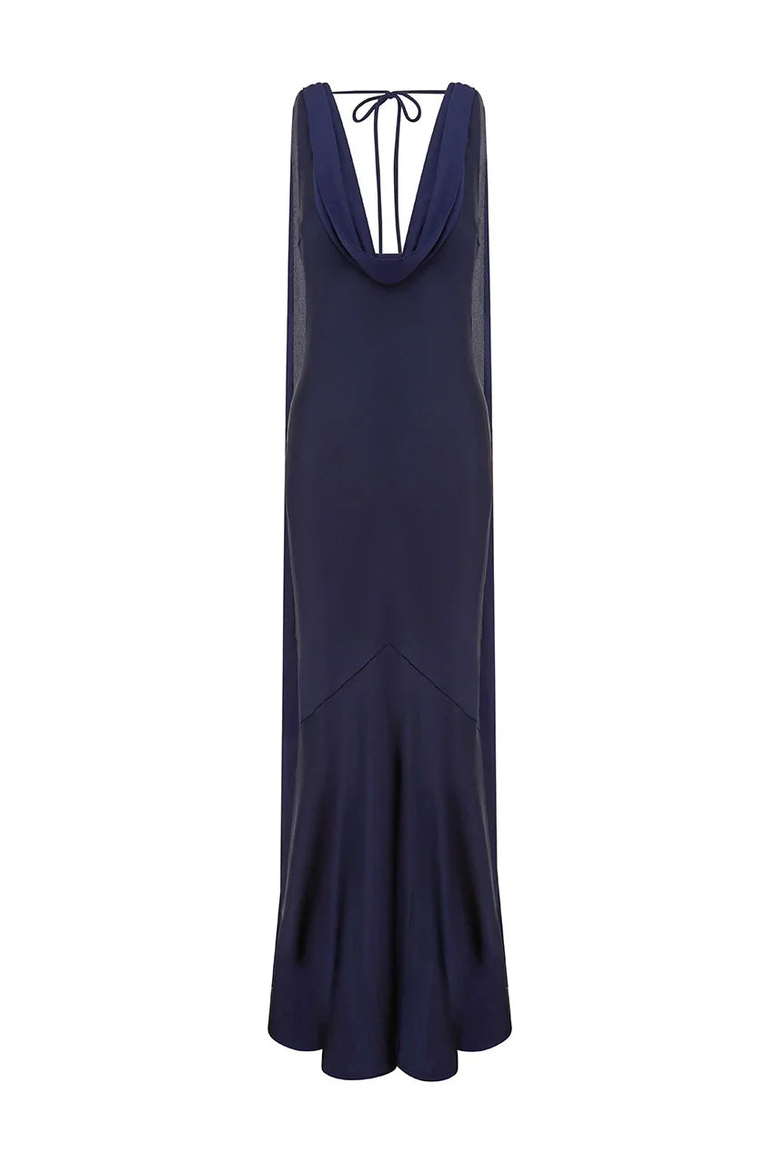 GABRIELLA COWL MAXI DRESS - NAVY