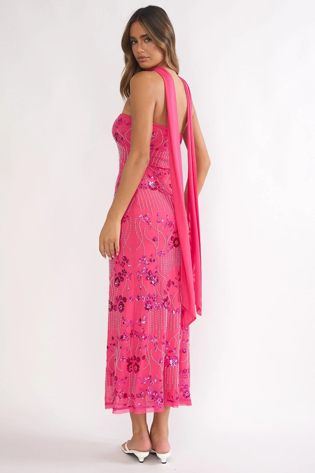 Jeremia Strapless Maxi Dress Sequin Plum