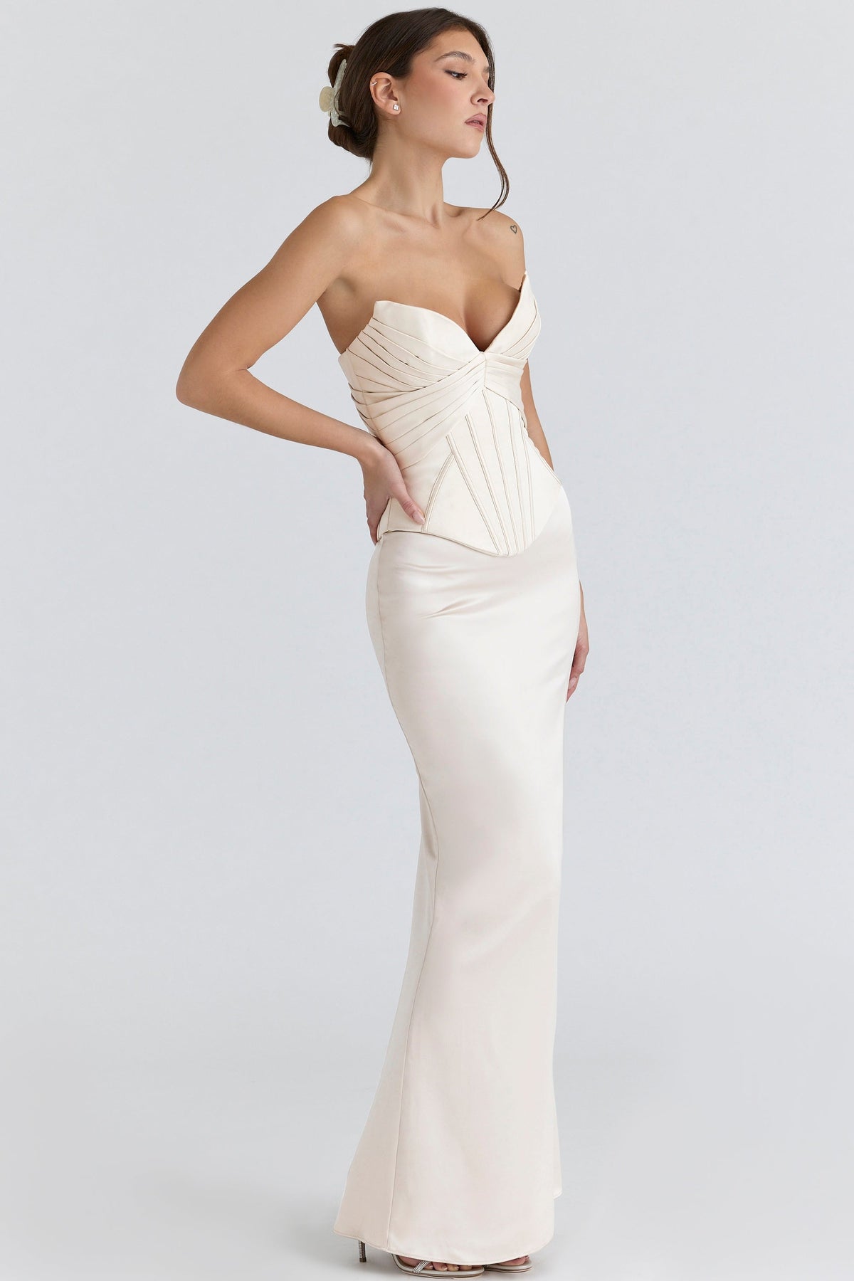 ivory satin corset maxi gown - limited edition