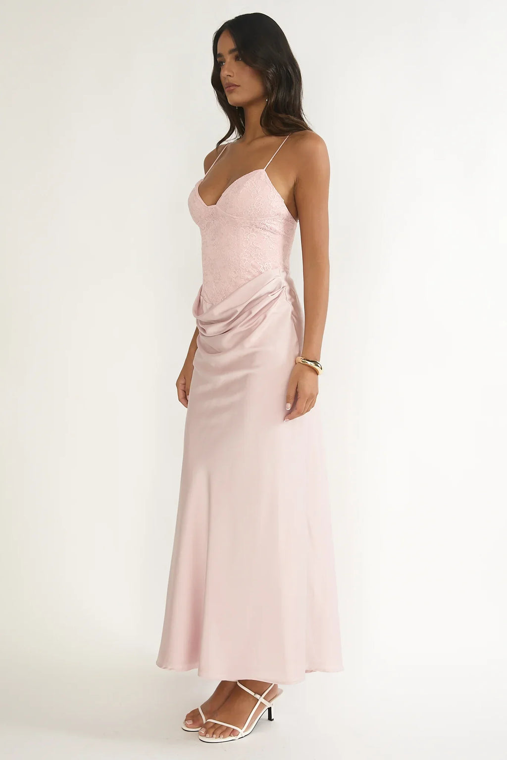 Faelis Draped Waist Maxi Dress Pink