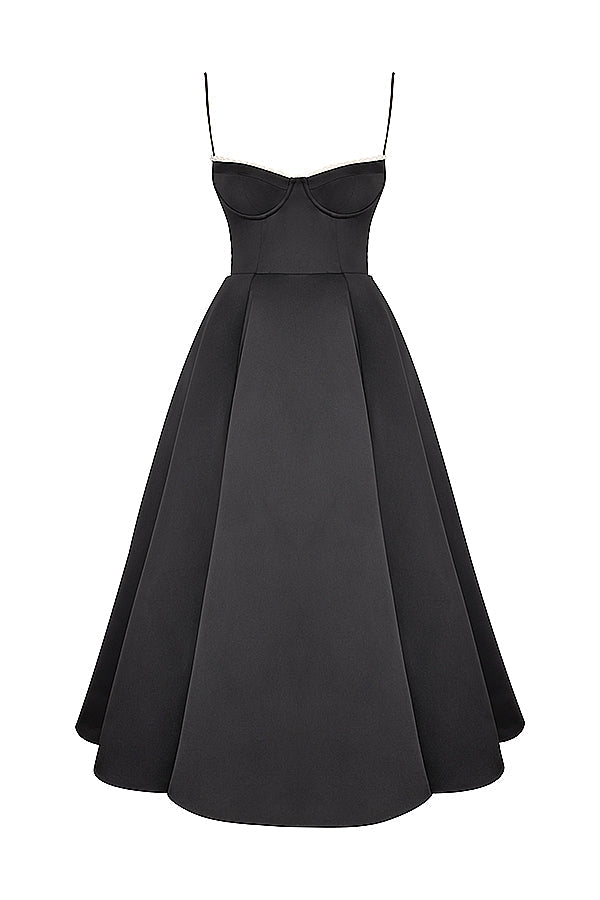 black tulle midi dress