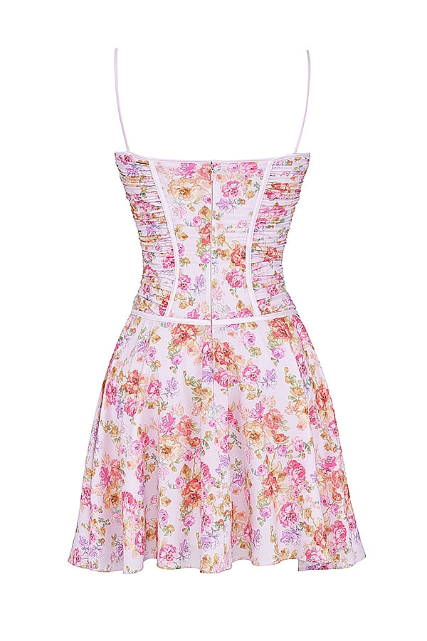 light lavender print corset dress