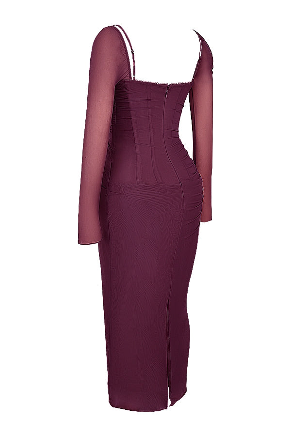 wine maxi dress