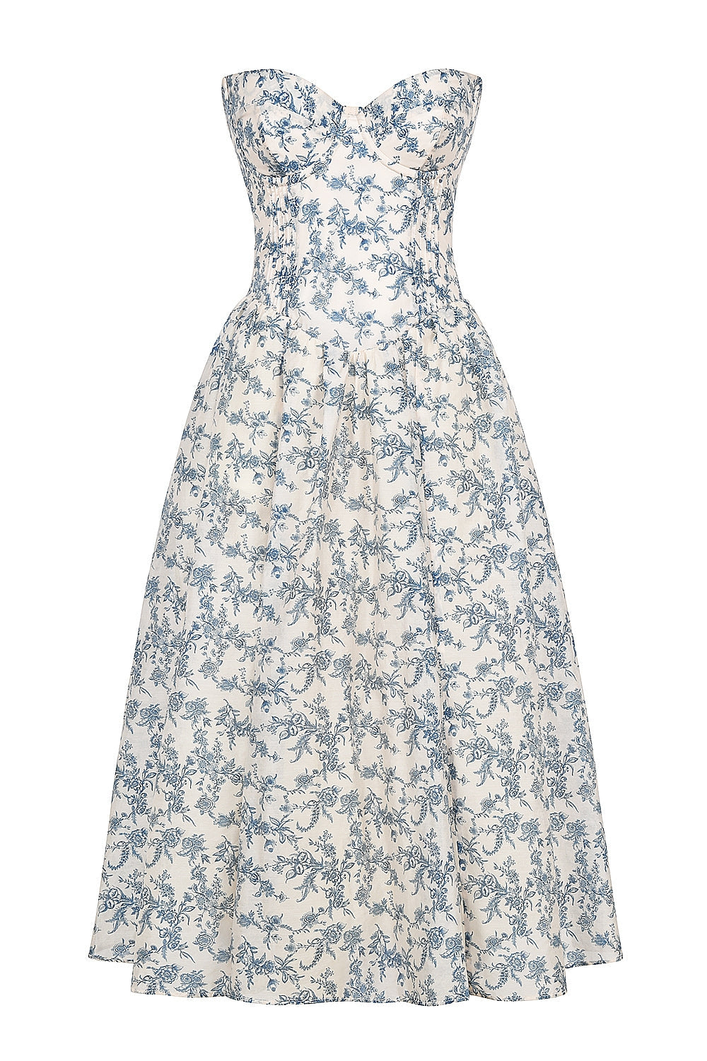 english porcelain print strapless sundress