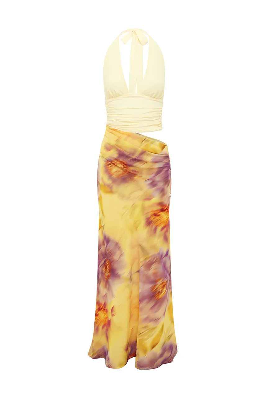 ALEXIS HALTER CUT OUT MAXI DRESS - SURI YELLOW