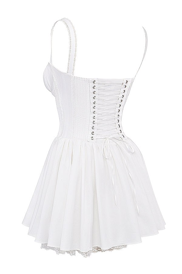 white corset mini dress