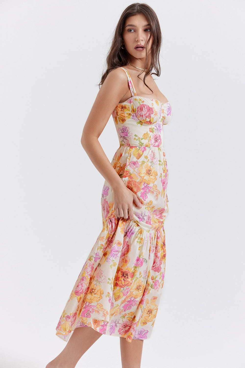ivory floral midi sundress
