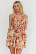 Live Loud Ruffle Layered Hem Mini Dress Floral