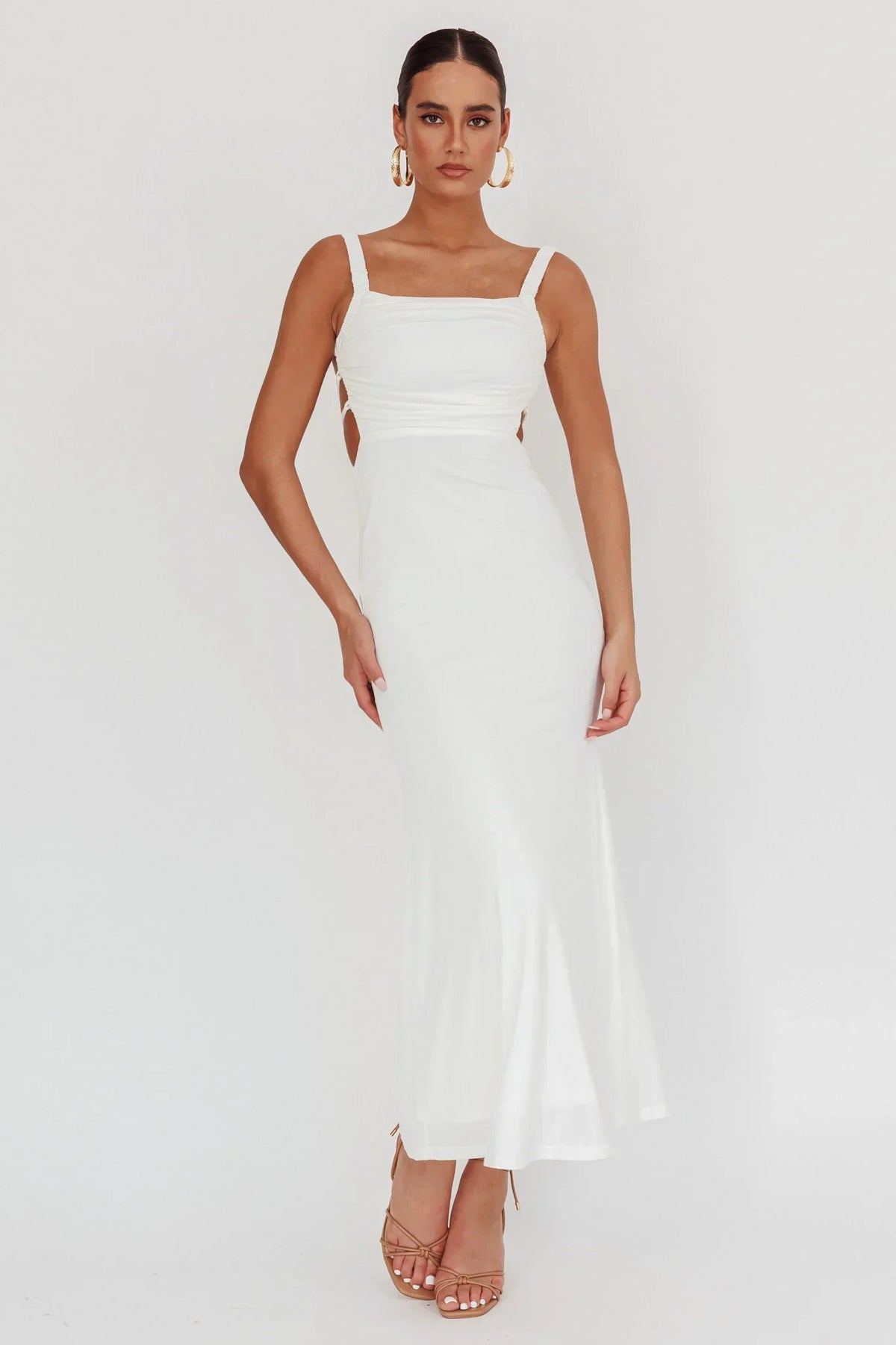 Dream Crush Lace-Up Back Maxi Dress White