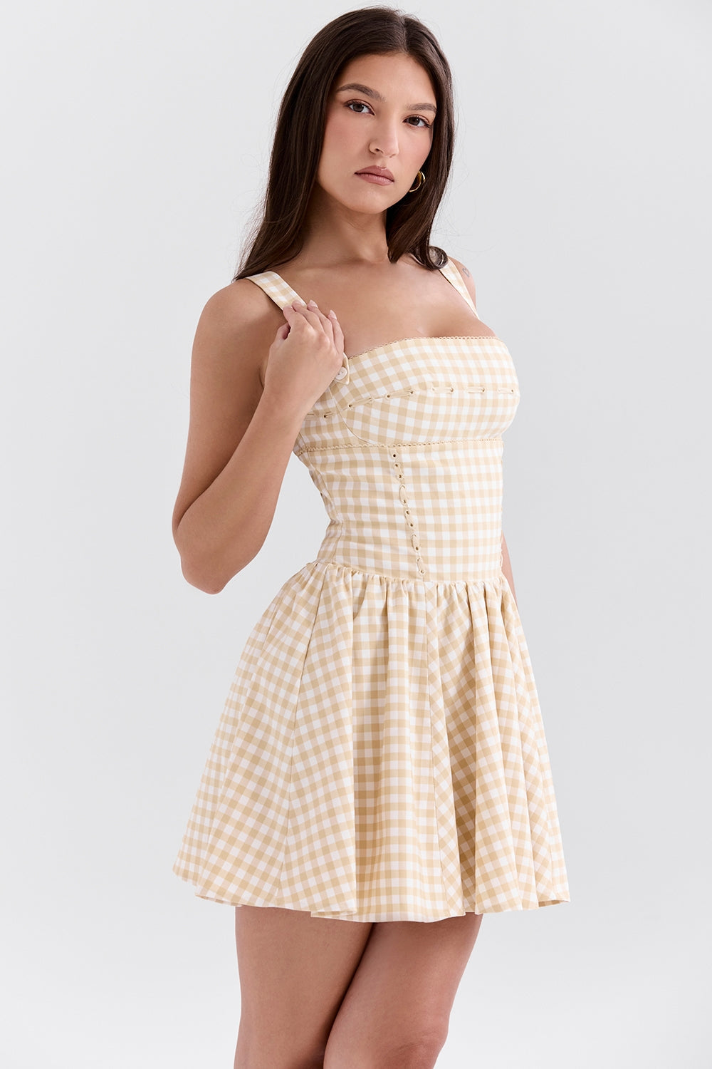gingerbread gingham mini dress